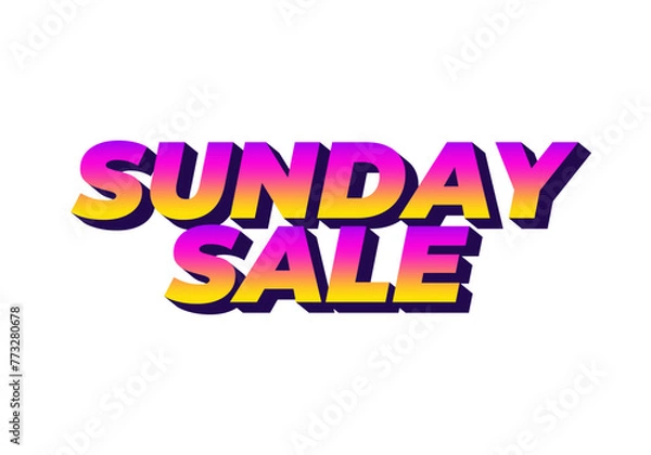 Fototapeta Sunday sale. Text effect in 3D style and eye catching colors