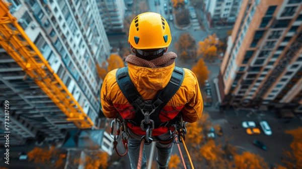 Obraz Safe descent amidst construction.generative ai