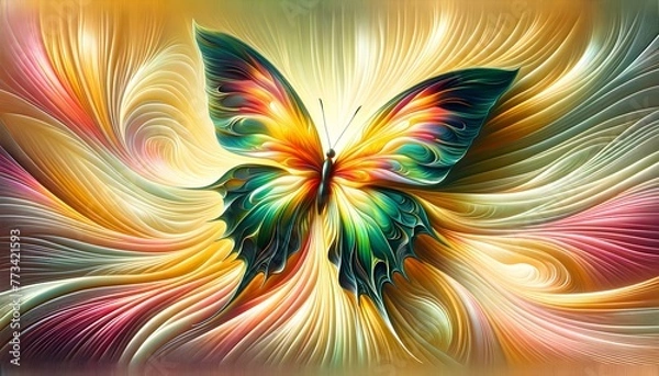 Fototapeta Vibrant Abstract Butterfly with Flowing Color Waves