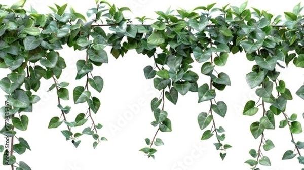 Fototapeta A cluster of vibrant green leaves hanging from a tree branch. Perfect for nature and botanical themes