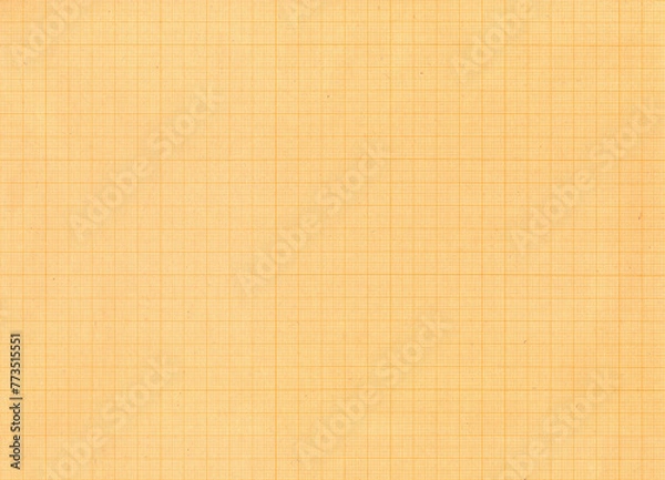 Fototapeta Vintage blank millimeter graph paper grid. Abstract checkered sheet of paper background. Technical architect blank. Square geometric design elements.