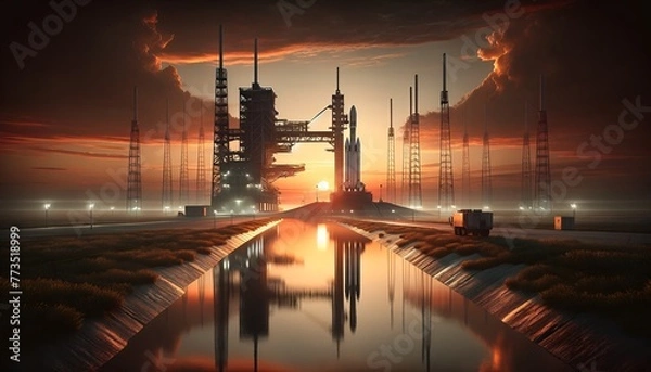 Obraz sunset with spaceship