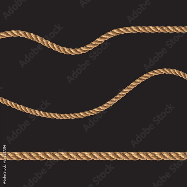 Fototapeta  Rope Frame. Vector illustration. Black background