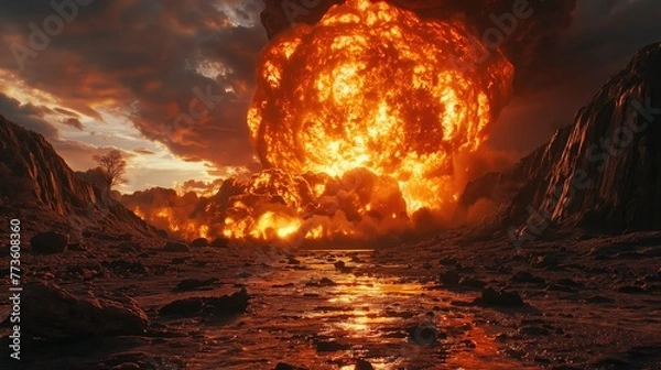 Fototapeta The End of the World Apocalyptic, epic scene. Created with Generative AI.
