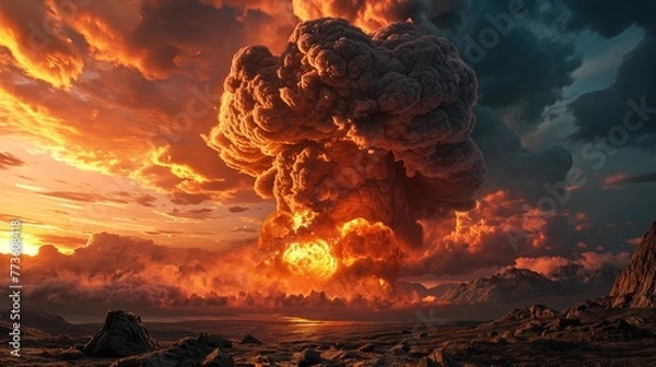 Fototapeta The End of the World Apocalyptic, epic scene. Created with Generative AI.