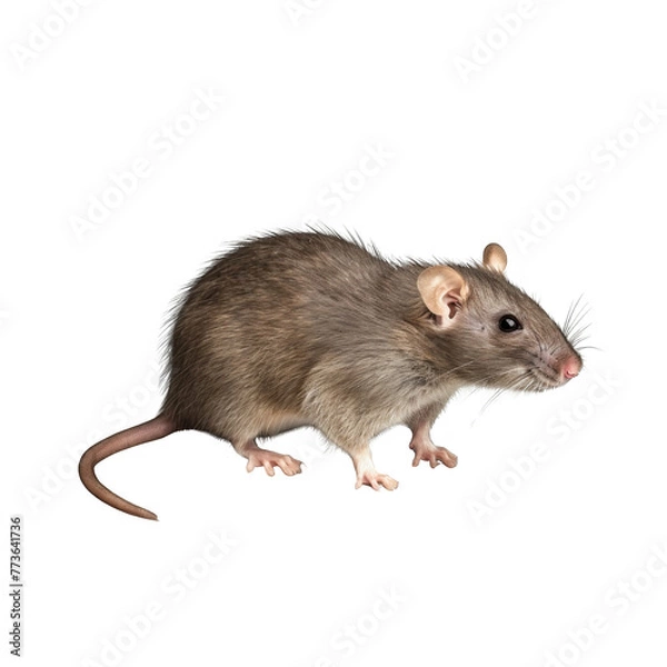 Fototapeta side view of rat on white background