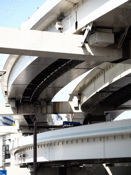 Obraz 電車や高速道路の立体交差　高架下