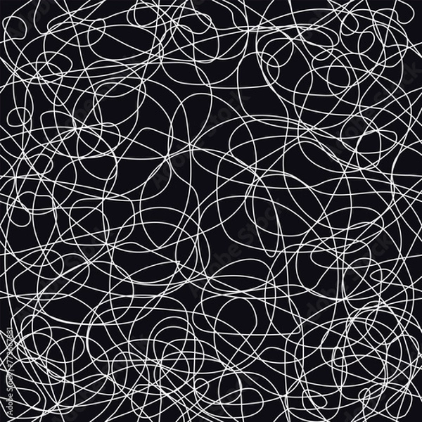Obraz tangled yarn abstract pattern, tangled yarn line background on white background, can be used for interior wallpaper, squares and etc, vector file