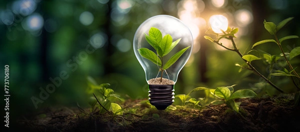 Obraz light bulb on grass