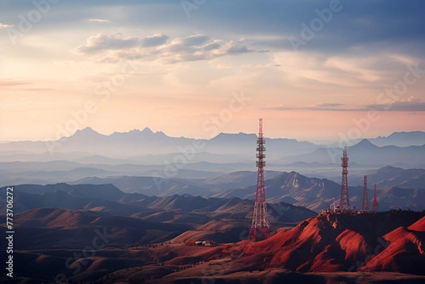 Obraz sunset over the mountains