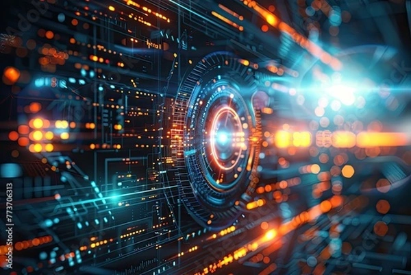 Fototapeta Futuristic Science and Technology PowerPoint Background