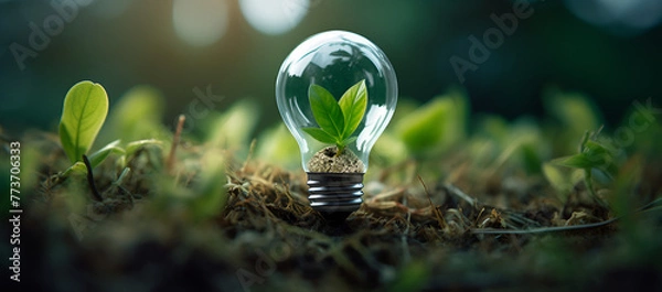 Obraz light bulb in the grass