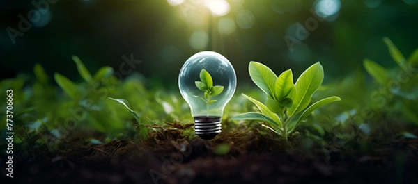 Obraz light bulb in the grass