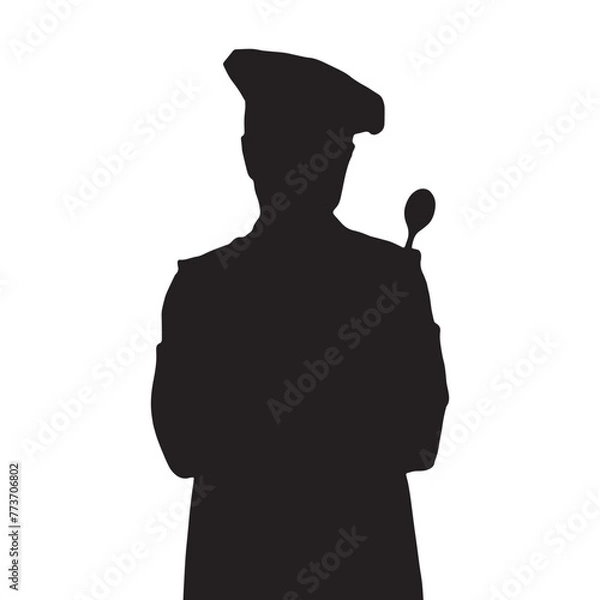 Obraz chef silhouette vector isolated black on white background