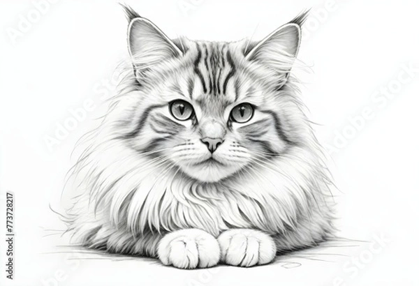 Obraz A beautiful cat drawing sketch 
