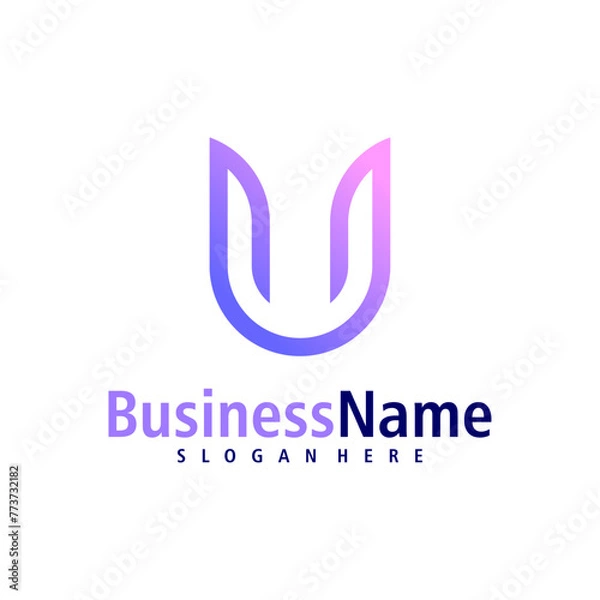 Fototapeta Letter U logo design vector. Creative Initial U logo concepts template