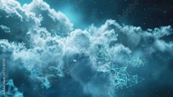 Obraz Abstract forms inspired by cloud computing and IoT technology AI generated illustration