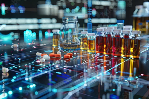 Obraz Clinical trial phases visualized through digital models