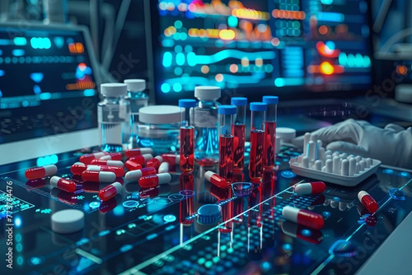 Obraz Clinical trial phases visualized through digital models
