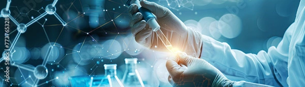 Obraz Laboratory precision in drug formulation close-up