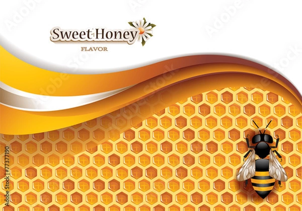 Obraz Honey Background with Working Bee
