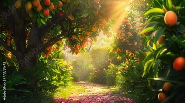 Fototapeta Mango trees in a garden