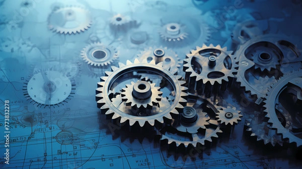 Obraz blue background gears
