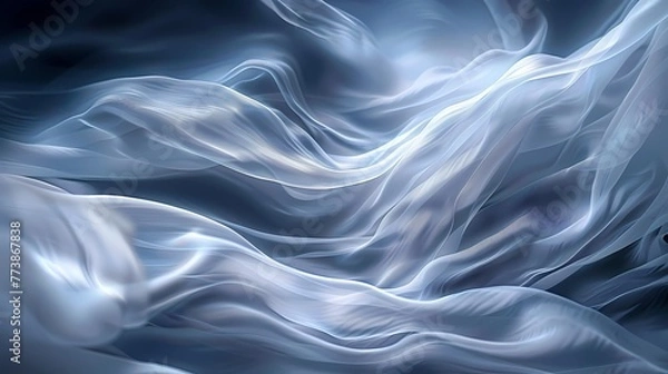 Fototapeta Digital technology silver and blue wave curve abstract poster web page PPT background