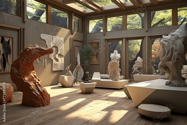 Fototapeta 3D Art Sculpture Garden: Contemporary Living Room Gallery Ideas
