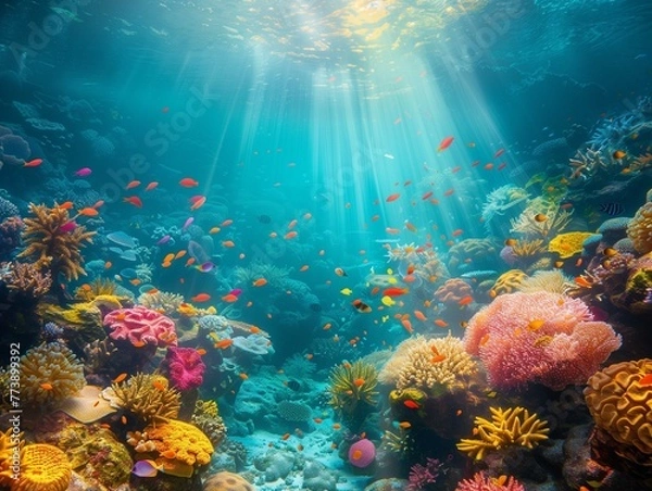 Fototapeta Captivating and peaceful underwater world. Generative AI