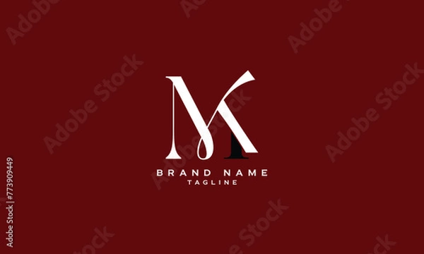 Fototapeta MK, KM, Abstract initial monogram letter alphabet logo design