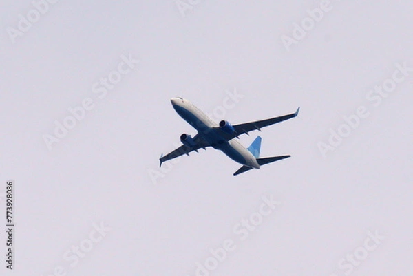 Fototapeta Belarus, Minsk region. March 30, 2024. Pobeda Airlines plane. Boeing 737-800. Board number: RA-73303. Front view. 