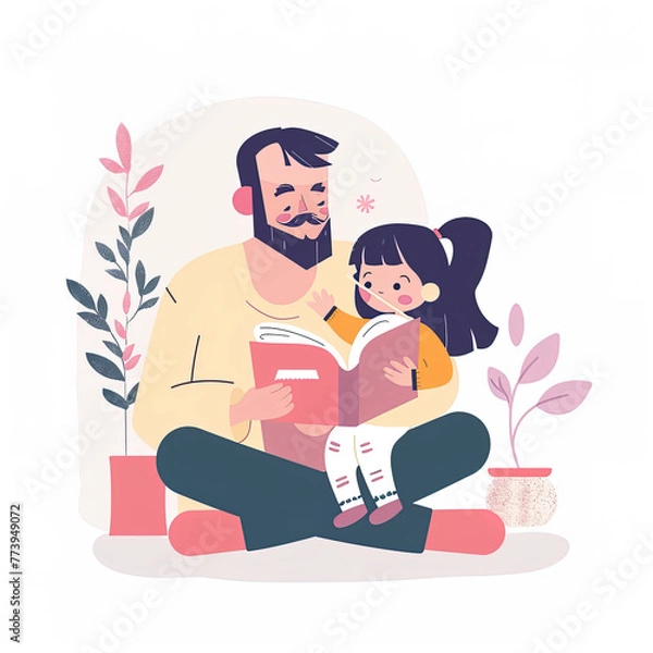 Fototapeta Flat illustrations of Father's Day