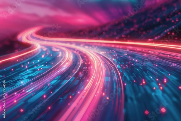 Fototapeta Pastel lighting, Internet Technology. How information and media move around the internet.