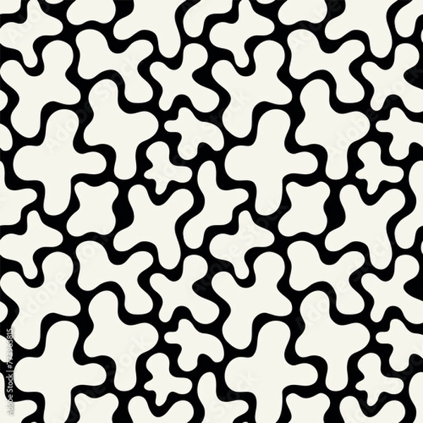 Obraz Vector seamless pattern. Abstract dotted texture. Monochrome warped surface. Creative spotty background. Monochrome scattered spots. Can be used as swatch for illustrator.