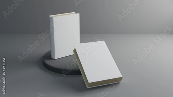 Obraz close up of a two white book template on grey background