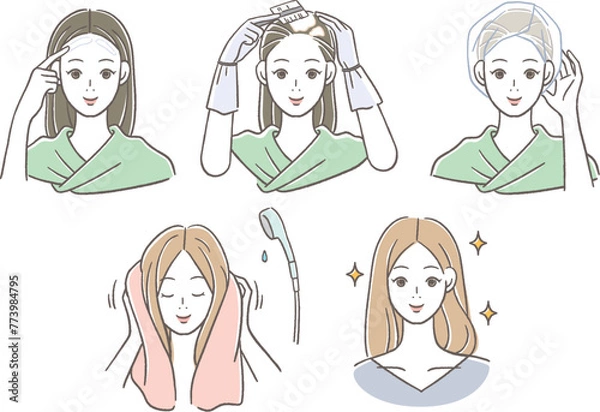 Fototapeta セルフカラーをしている女性