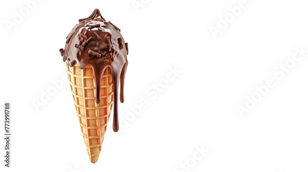 Fototapeta Chocolate ice cream cone. PNG file of isolated cutout object on transparent background.