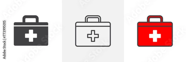 Fototapeta Mobile Healthcare Icon Set Featuring Ambulance, First Responder Units, and Mobile Clinics