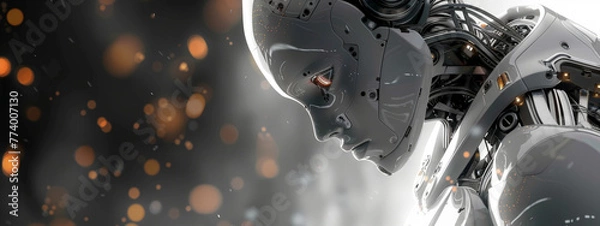 Fototapeta A robot with a face and a body made of metal