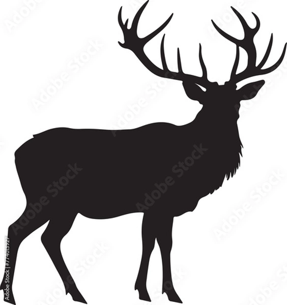 Obraz Elk Silhouette Vector Illustration White Background