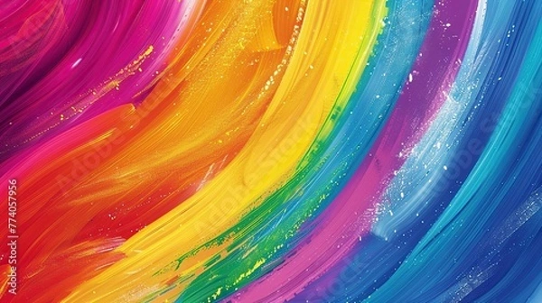 Fototapeta Rainbow background digital illustration with bold, colorful stripes stretching across the canvas