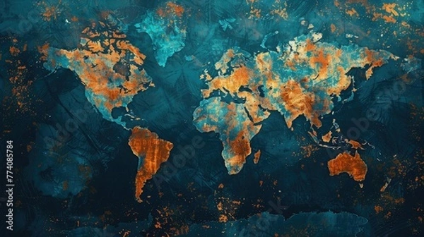 Obraz Digital Abstract background with a world map