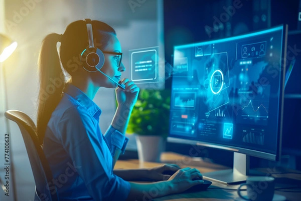 Obraz call centre agent technology screen