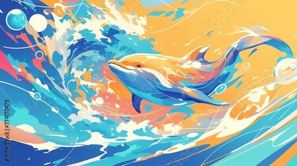 Obraz River Dolphin,Abstract geometric art