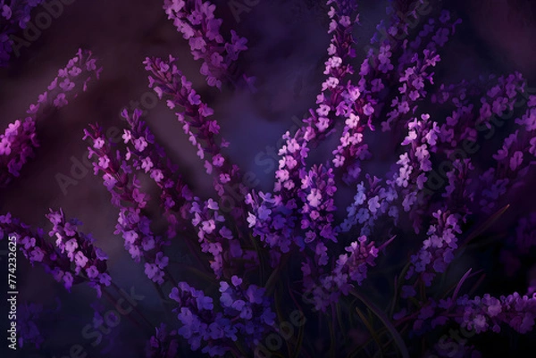Obraz Stunning Lavender Field Illuminated by Twilight Hues