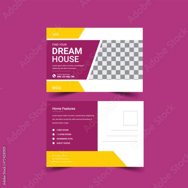 Obraz Real Estate post card template