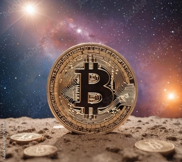 Obraz Bitcoin in Outer Space: Digital Currency Soars on Alien Planet
