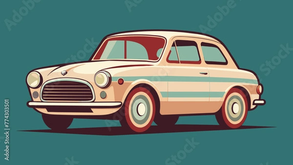 Fototapeta Minimalist Vintage Car, Vector graphics element Logo design silhouette illustration