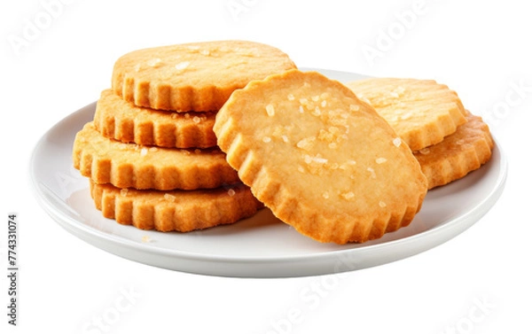 Obraz White plate with assorted cookies resting on a table